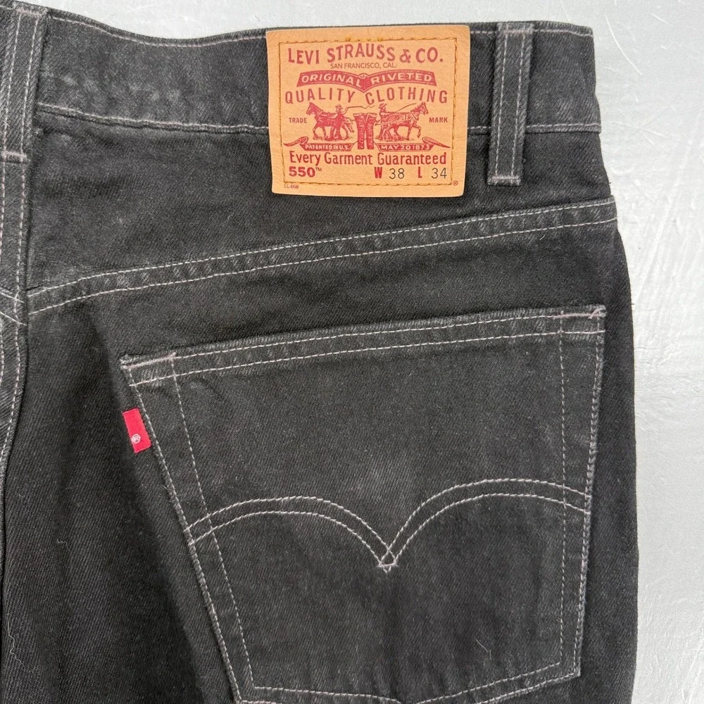 Levis 550 Relaxed Fit‎ Black Denim Jeans Mens 38x34 Vintage 1998 550-0260